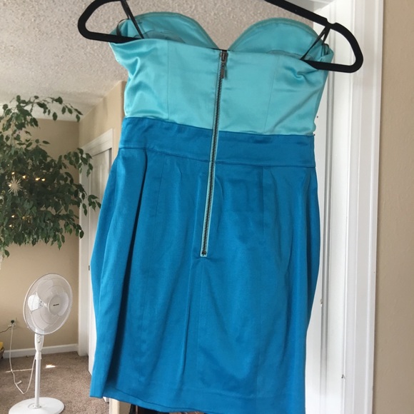 Teal and Blue Strapless Dress - Picture 2 of 4